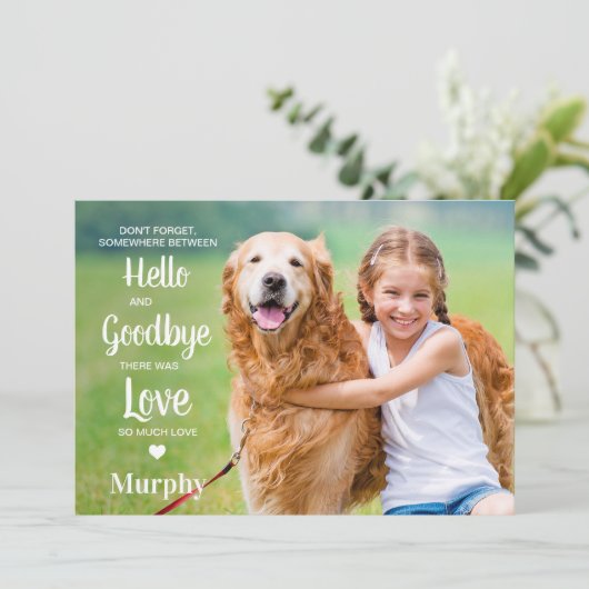 Pet Loss Dog Memorial gepersonaliseerde foto sympa Bedankkaart (Staand voorkant)