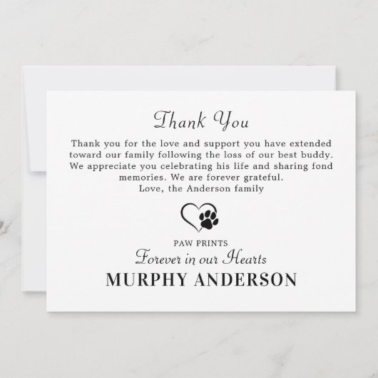 Pet Loss Dog Memorial gepersonaliseerde foto sympa Bedankkaart (Achterkant)