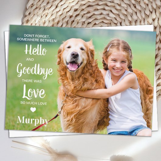 Pet Loss Dog Memorial gepersonaliseerde foto sympa Bedankkaart