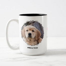 Pet Loss Dog Memorial Keepsake 2 Foto Aangepast Tweekleurige Koffiemok
