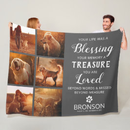 Pet Loss - Dog Memorial Photo Collage Fleece Deken