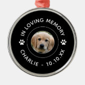 Pet Loss Dog Paw Prints Memorial in liefdevolle he Metalen Ornament (Voorkant)