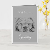 Pet Loss Dog Sympathy Grijze Hand getekend Kaart (Gele Bloem)