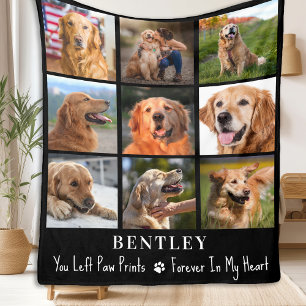 Pet Loss Gift Dog Memorial Custom 9 Photo Collage Fleece Deken