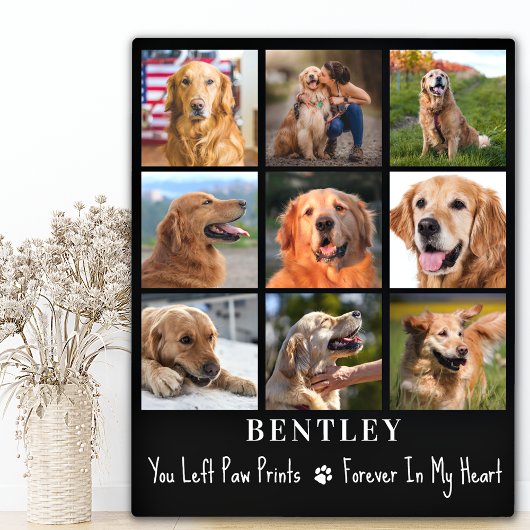 Pet Loss Gift Dog Memorial Custom 9 Photo Collage Fotoplaat