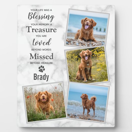 Pet Loss Gift Herdenking Keepslag Dog Memorial Fotoplaat (Voorkant)