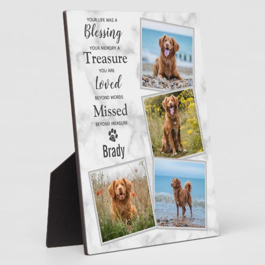 Pet Loss Gift Herdenking Keepslag Dog Memorial Fotoplaat (Zijkant)