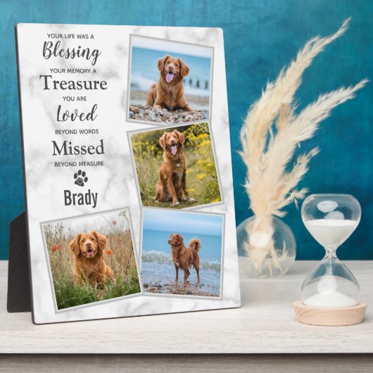 Pet Loss Gift Herdenking Keepslag Dog Memorial Fotoplaat (Zijkant)