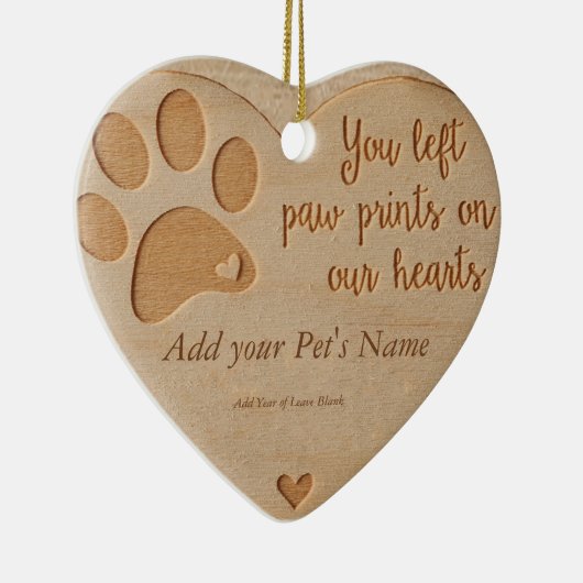 Pet Loss - Hart Hout Zoals Ornament (Rechts)