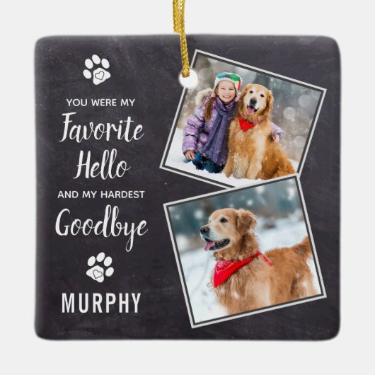 Pet Loss Keepomwille Pet Memorial Dog foto Keramisch Ornament (Voorkant)