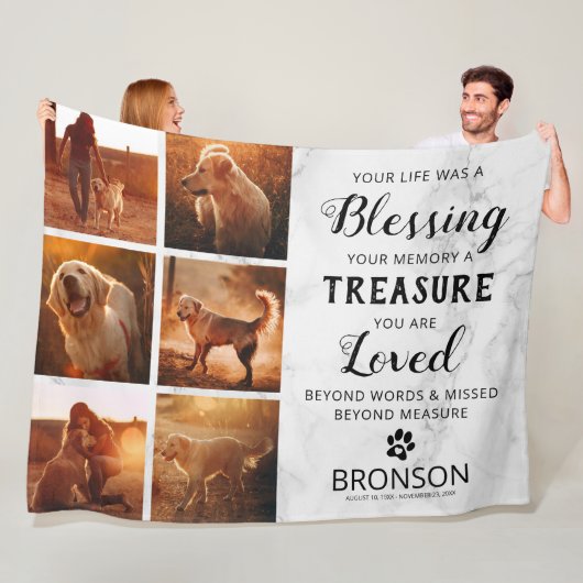 Pet Loss Memorial Photo Collage Fleece Deken (In situ)