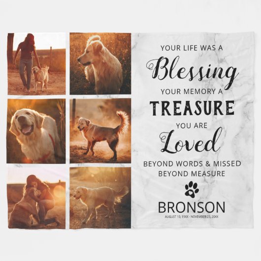 Pet Loss Memorial Photo Collage Fleece Deken (Voorkant (Horizontaal))