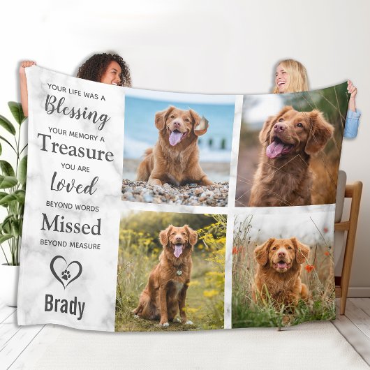 Pet Loss Memorials Keepsake Pet Collage Foto Fleece Deken