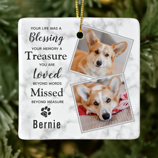 Pet Loss Personalized Dog Pet Memorial 2 Foto Keramisch Ornament