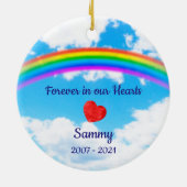 Pet Loss Rainbow Bridge Pet Dog Memorial Keramisch Ornament (Achterkant)