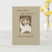 Pet Loss, Sheltie Dog Sympathie, Shetland Sheepdog Kaart (Gele Bloem)