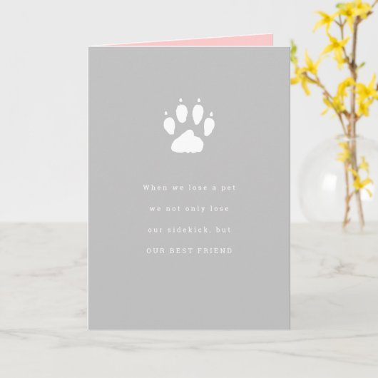 Pet Loss Sidekick Sympathy Card Kaart (Gele Bloem)