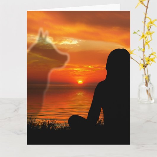 Pet Loss Sunset Sympathie Gedicht Kaart (Gele Bloem)