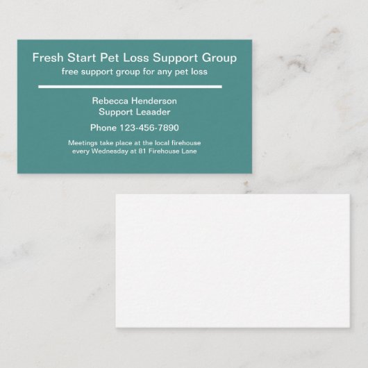 Pet Loss Support Group Visitekaartje (Voorkant / Achterkant)
