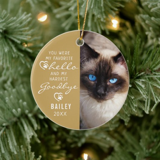 Pet Loss Sympathie Cat Memorial Foto Keepomwille Keramisch Ornament (Boom)