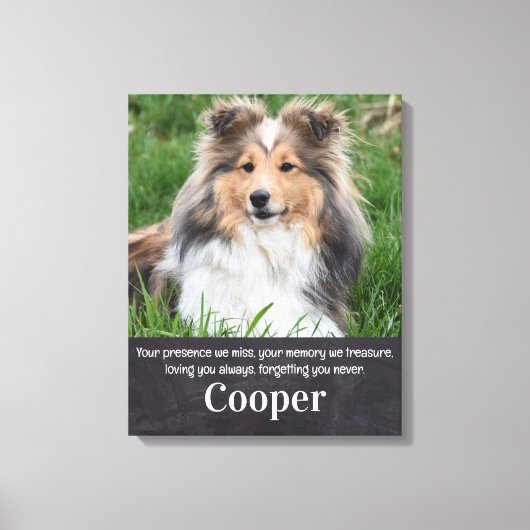 Pet Loss Sympathie Gift Aangepaste Foto Hond Memor Canvas Afdruk (Voorkant)