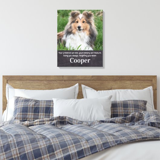 Pet Loss Sympathie Gift Aangepaste Foto Hond Memor Canvas Afdruk (Insitu (Slaapkamer))