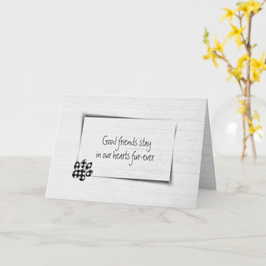 Pet Loss Sympathie Gingham Pawprint Kaart (Gele Bloem)