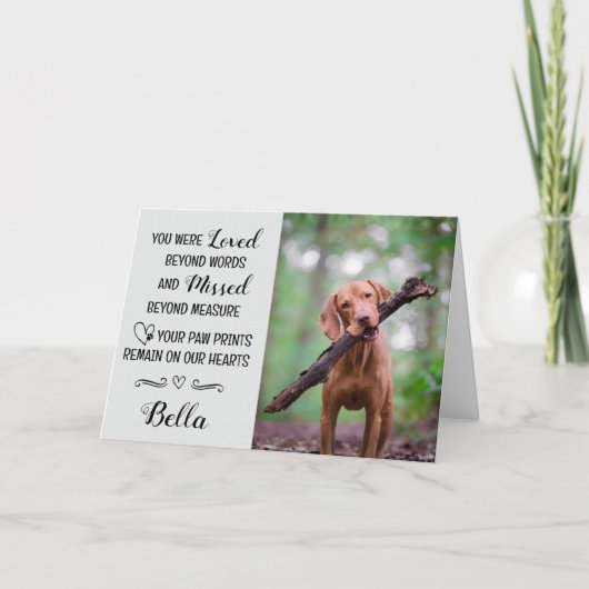 Pet Loss Sympathy Card Personalized Photo Pet Name Kaart (Voorkant)