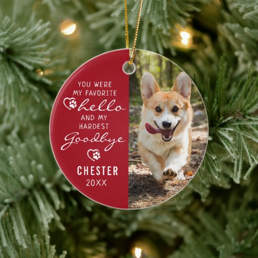 Pet Loss Sympathy Dog Memorial 2 foto's Keepsake Keramisch Ornament (Boom)