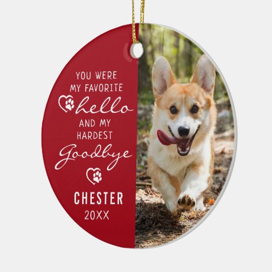 Pet Loss Sympathy Dog Memorial 2 foto's Keepsake Keramisch Ornament (Links)