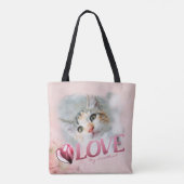 Pet Love 1+1 Photo Template, Pink, Heart & Love - Tote Bag (Achterkant)