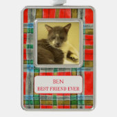 PET LOVE Framed Vert Ornament + Tekst MacBainPlaid (Voorkant)