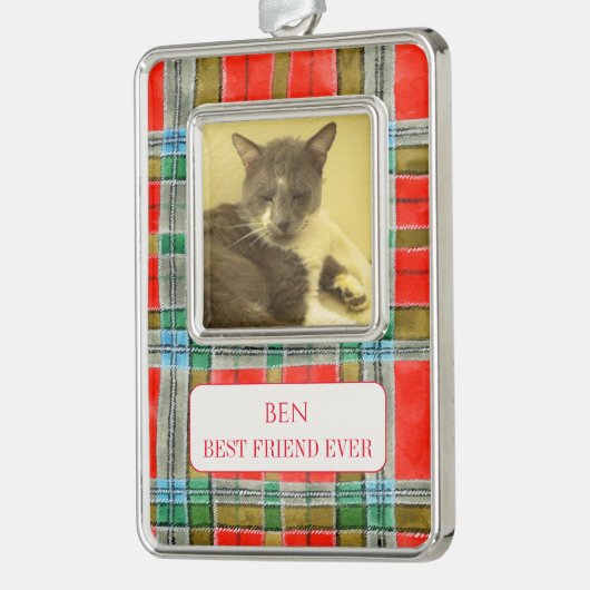 PET LOVE Framed Vert Ornament + Tekst MacBainPlaid (Links)