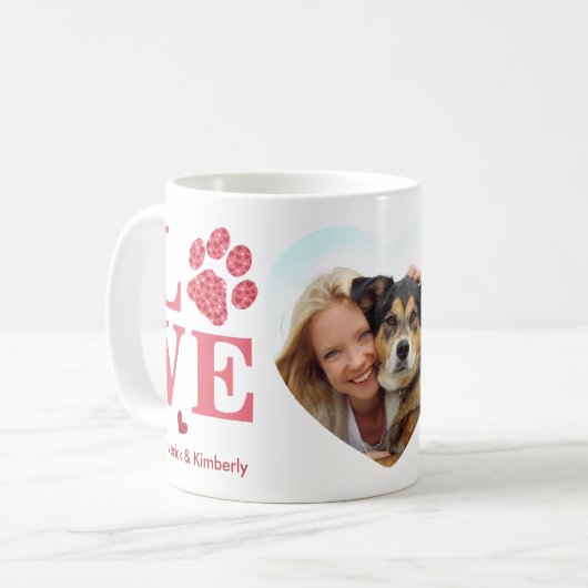 Pet LOVE Hart Foto Custom Hondenliefhebber Valenti Koffiemok (Voorkant links)