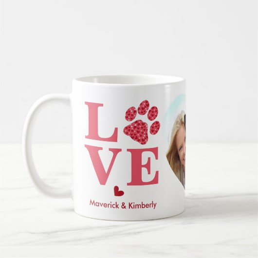 Pet LOVE Hart Foto Custom Hondenliefhebber Valenti Koffiemok (Links)