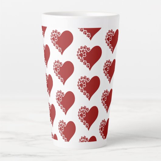 Pet Love Hearts White Latte Mok (Voorkant)