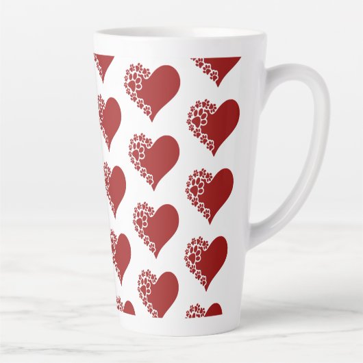 Pet Love Hearts White Latte Mok (Rechts)