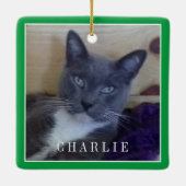 PET LOVE Keramiek Vierkant Ornament / Groen (Achterkant)