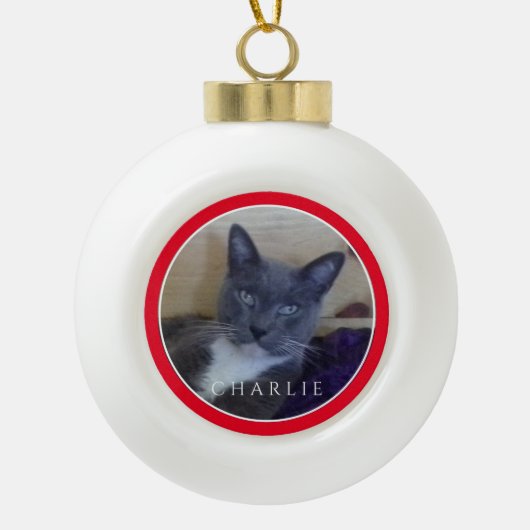 PET LOVE Keramische Balornament / Rood Bal Ornament (Voorkant)