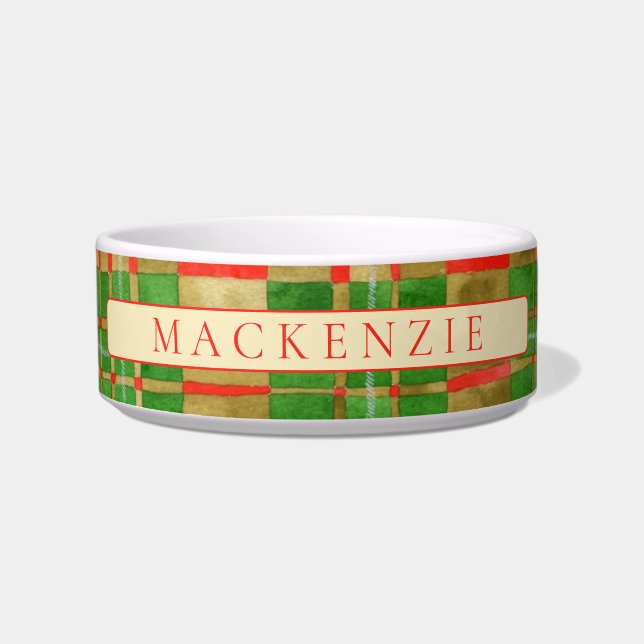 PET LOVE Keramische Pet Bowl / Mac Gregor Tartan Voerbakje (Voorkant)