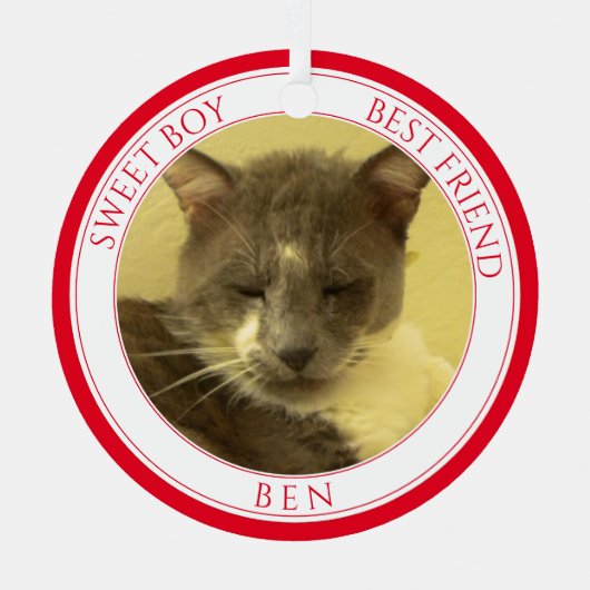 PET LOVE Metal Circle Ornament + Tekst / Rood (Voorkant)