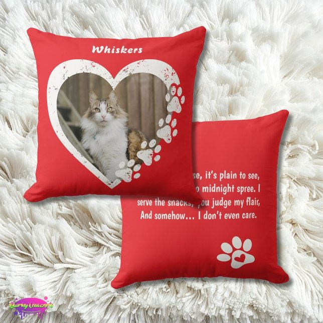 Pet Love Paw Heart Design with Fun Poem Kussen (Creator heeft geüpload)