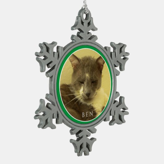 PET LOVE Pewter Sneeuwvlok Ornament / Groen (Links)