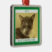 PET LOVE Premium Vierkant Ornament + Tekst / Groen (Rechts)