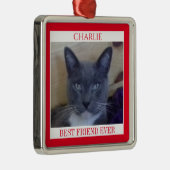 PET LOVE Premium Vierkant Ornament + Tekst / Rood (Rechts)