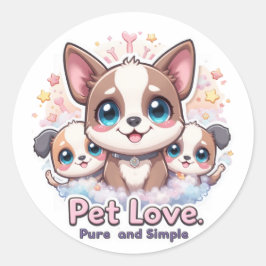 Pet Love Pure en eenvoudige Schattigee Puppy Craft Ronde Sticker