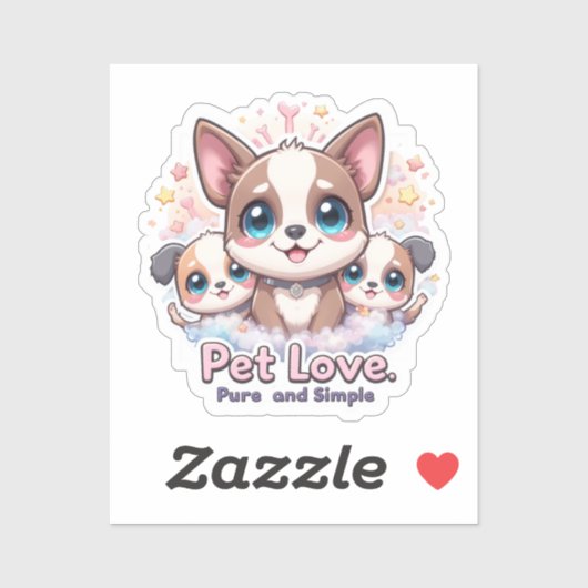 Pet Love Pure en eenvoudige Schattigee Puppy Vinyl Sticker (Vel)