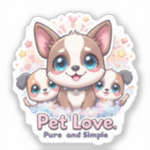 Pet Love Pure en eenvoudige Schattigee Puppy Vinyl Sticker (Voorkant)