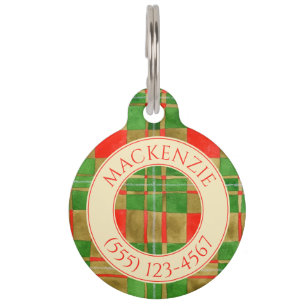 PET LOVE Ronde Pet Tag - Mac Gregor Tartan Huisdierpenning