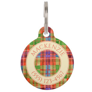 PET LOVE Ronde Pet Tag - Mac Rae Tartan Huisdierpenning